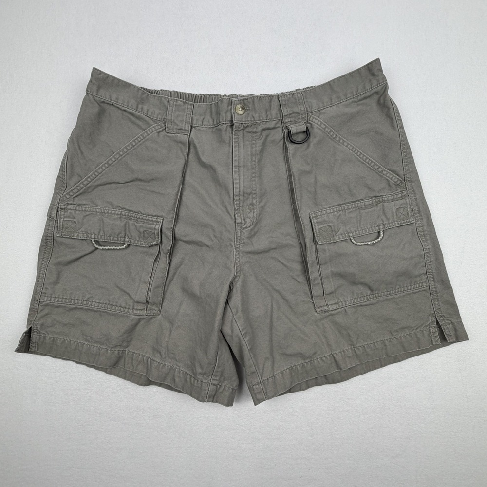 Columbia PFG Mens XL Gray Cotton Canvas Cargo Fishing Shorts Utility